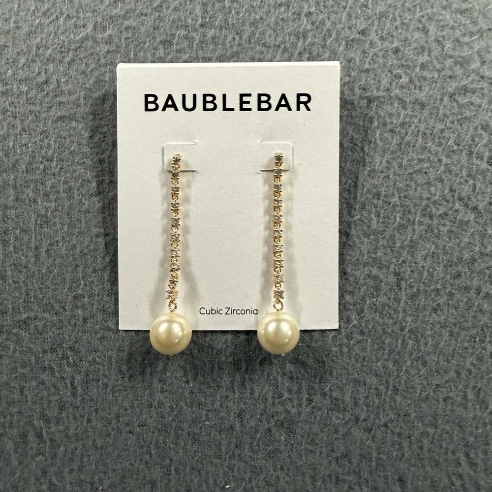 Baublebar‎ Laney Chandelier Gold White Cubic Zirconia Earrings NWT